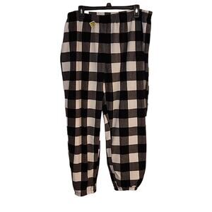 Jammies for Families Black/White Plaid Fleece Pajama Lounge Pants, NWT, 1X